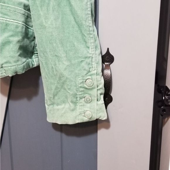 NEW Green Cotton Soft Short Waist Jacket MED - Picture 2 of 5